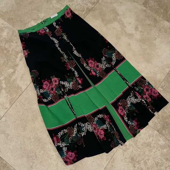 Sandro Pleated Midi Floral Print Black Skirt - Picture 6 of 11